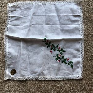 Vintage Treasure Masters handkerchief with holly